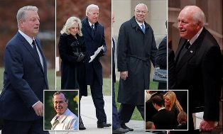 Politisi Terkemuka AS Hadiri Pemakaman Mantan Presiden AS Bush Senior